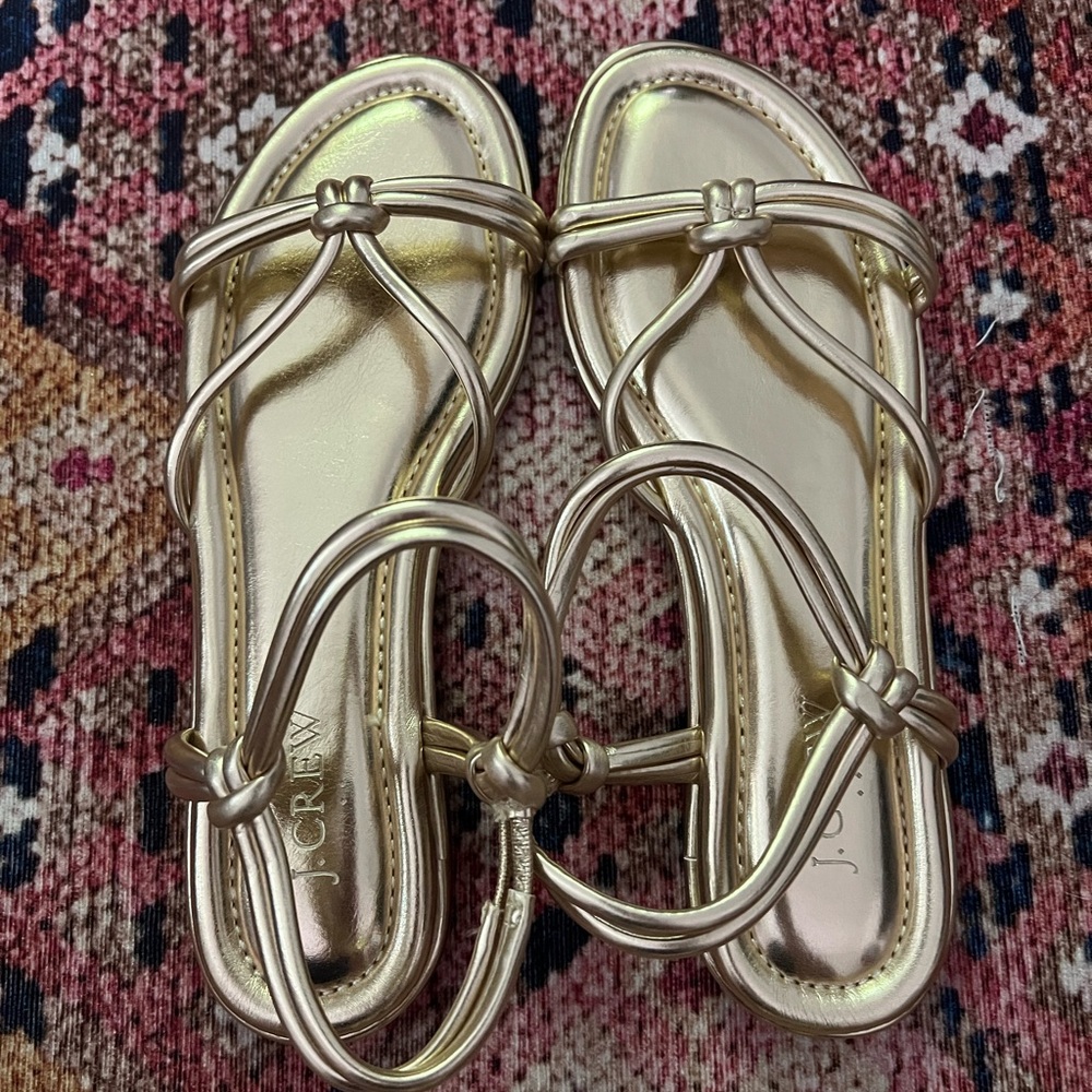 J. Crew Metallic Gold Strappy Sandals